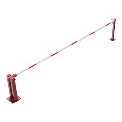 Schake Wegeschranken 5m + fester Auflagestütze, Bodenplatte zum Aufdübeln + Dreikantverschluß Stahlkonstruktion 120x80mm