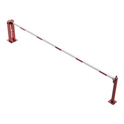 Schake Wegeschranken 5m + fester Auflagestütze, Bodenplatte zum Aufdübeln + Dreikantverschluß Stahlkonstruktion 120x80mm