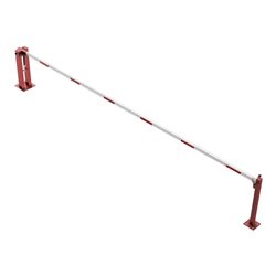 Schake Wegeschranken 6m + fester Auflagestütze, Bodenplatte zum Aufdübeln + Dreikantverschluß Stahlkonstruktion 120x80mm