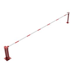 Schake Wegeschranken 6m + fester Auflagestütze, Bodenplatte zum Aufdübeln + Dreikantverschluß Stahlkonstruktion 120x80mm