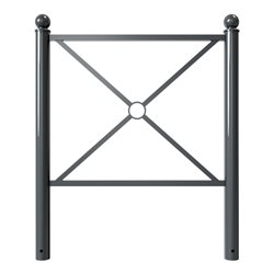 Schake Stadtbarriere 'Croix de St. André' Stahl, Länge 1000mm Gesamthöhe 1300mm Pfosten Ø 76mm + Kugelkopf, Querstreben 30 x 30m