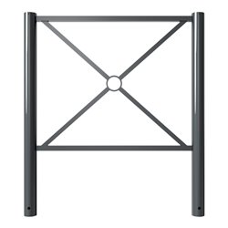 Schake Stadtzaun, Zaunelement + Flachkopf, Ø76mm, beschichtet, Gesamthöhe 1200mm, Breite: 1000mm, zum Einbetonieren