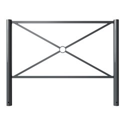 Schake Stadtzaun, Zaunelement + Flachkopf, Ø76mm, beschichtet, Gesamthöhe 1200mm, Breite: 1500mm, zum Einbetonieren