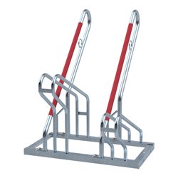 Schake Fahrradständer, Radeinstellung einseitig für 2 Fahrräder + gebogenen Haltebügeln + Kunststoffschutz