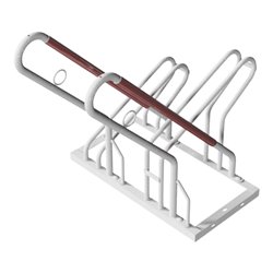 Schake Fahrradständer, Radeinstellung einseitig für 2 Fahrräder + gebogenen Haltebügeln + Kunststoffschutz
