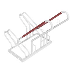 Schake Fahrradständer, Radeinstellung einseitig für 2 Fahrräder + gebogenen Haltebügeln + Kunststoffschutz