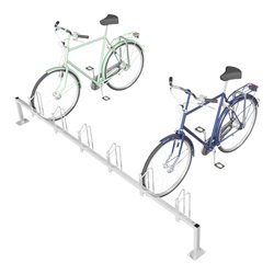 Schake Reihenparker zum Aufdübeln Gesamtlänge 3000 mm, 6 Einstellplätze, Fahrradeinstellung einseitig, gerade 90°, verzinkt