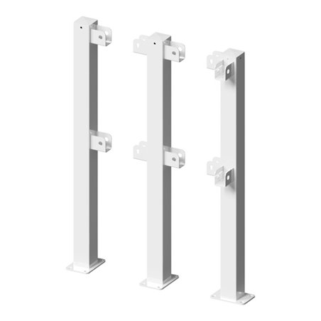 Schake Standpfosten zum Aufdübeln Stahlrohr 70 x 70 mm Eckpfosten für Ober- und Knieholm 90° + Bodenplatte 100 x 150 mm