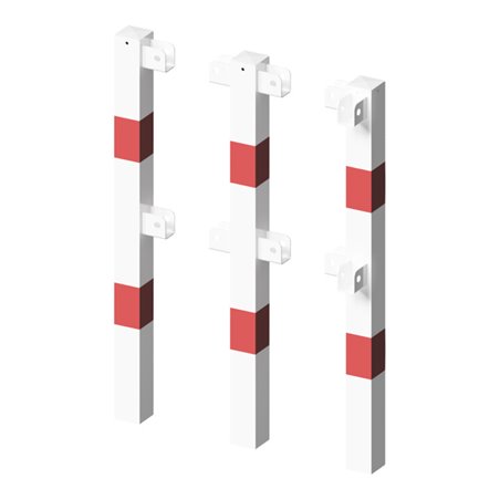 Schake Standpfosten Stahlrohr 70 x 70 mm Mittelpfosten für Ober- und Knieholm, weiß / rot +Sechskantschrauben, Mutter M16x60 + S