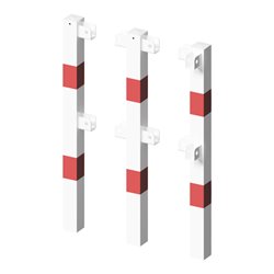 Schake Standpfosten Stahlrohr 70 x 70 mm Eckpfosten für Ober- und Knieholm, weiß / rot +Sechskantschrauben, Mutter M16x60 + Schu