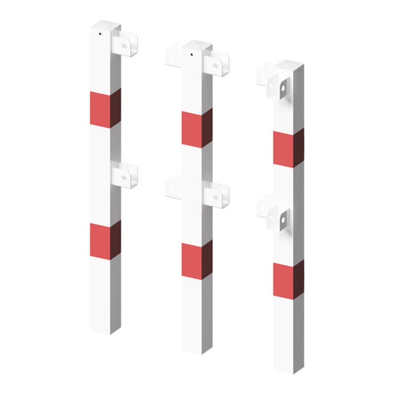 Schake Standpfosten Stahlrohr 70 x 70 mm Eckpfosten für Ober- und Knieholm, weiß / rot +Sechskantschrauben, Mutter M16x60 + Schu