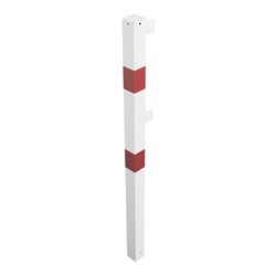 Schake Standpfosten Stahlrohr 70 x 70 mm Endpfosten für Ober- und Knieholm, weiß / rot +Sechskantschrauben, Mutter M16x60 + Schu
