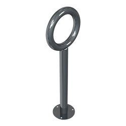 Schake Anlehnpfosten + Rohring senkrechter Pfosten Stahlrohr Ø 60mm, Rohring Ø 300mm Ø 48mm, zum Aufdübeln + Bodenplatte Ø 180mm