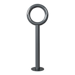 Schake Anlehnpfosten + Rohring senkrechter Pfosten Stahlrohr Ø 60mm, Rohring Ø 300mm Ø 48mm, zum Aufdübeln + Bodenplatte Ø 180mm