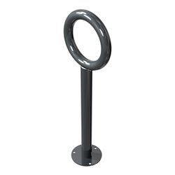 Schake Anlehnpfosten + Rohring senkrechter Pfosten Stahlrohr Ø 60mm, Rohring Ø 300mm Ø 48mm, zum Aufdübeln + Bodenplatte Ø 180mm