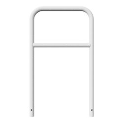 Schake Abweisebügel aus Stahlrohr Ø 48 x 2,5 mm Breite: 700 mm, Höhe: 1200 mm + Querholm, zum Einbetonieren