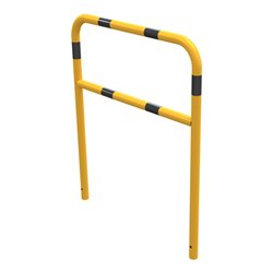 Schake Abweisebügel aus Stahlrohr Ø48mm Breite: 1000mm, Höhe: 1200 mm + Querholm, beschichtet, gelb / schwarz