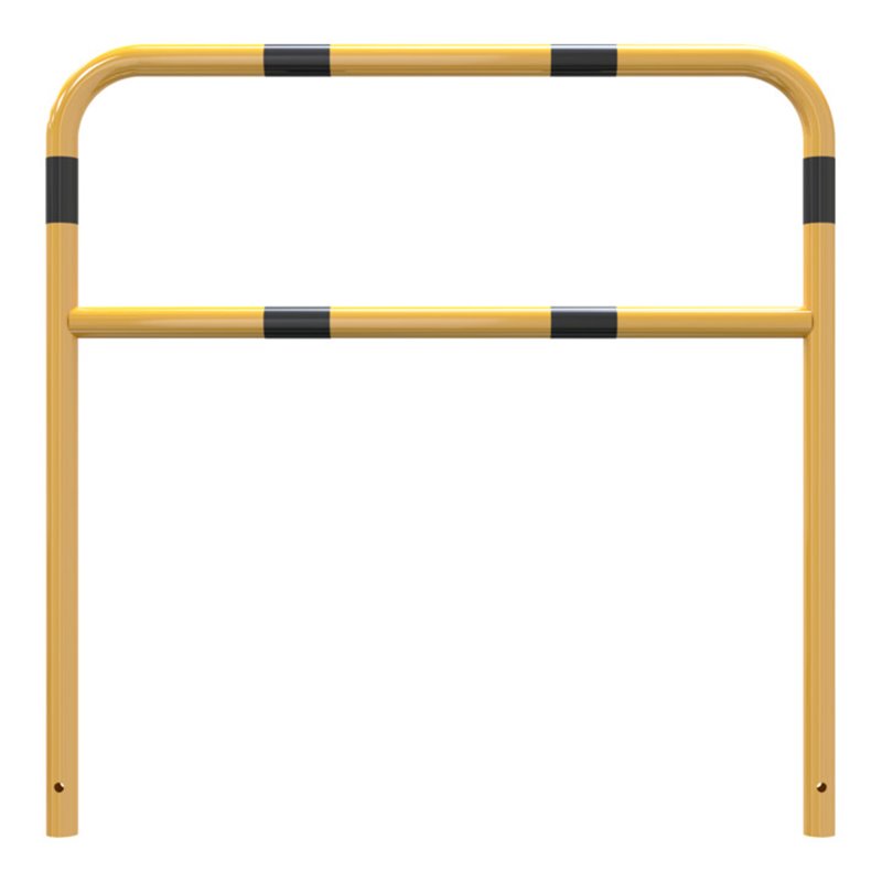 Schake Abweisebügel aus Stahlrohr Ø48mm Breite: 1200mm, Höhe: 1200 mm + Querholm, beschichtet, gelb / schwarz