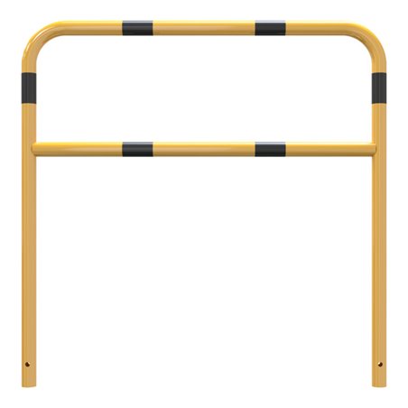 Schake Abweisebügel aus Stahlrohr Ø48mm Breite: 1200mm, Höhe: 1200 mm + Querholm, beschichtet, gelb / schwarz