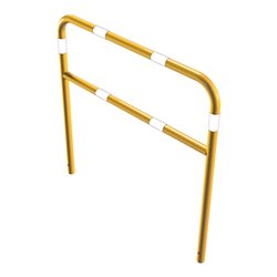 Schake Abweisebügel aus Stahlrohr Ø48mm Breite: 1200mm, Höhe: 1200 mm + Querholm, beschichtet, gelb / schwarz