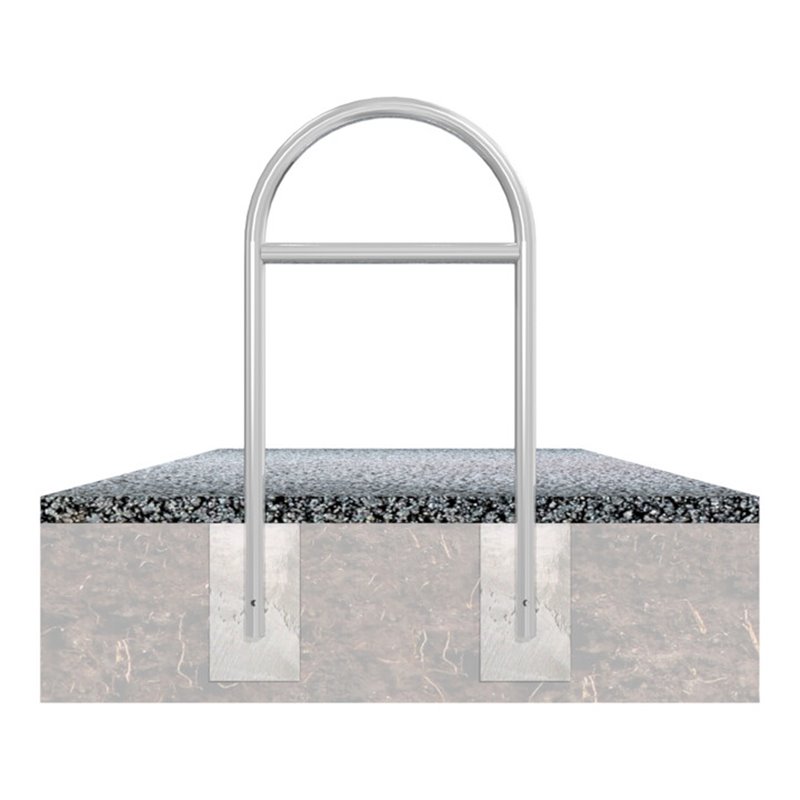 Schake Rundbügel aus Stahlrohr Ø 48 x 2,5 mm Breite: 650 mm, Höhe: 1200 mm + Querholm, zum Einbetonieren