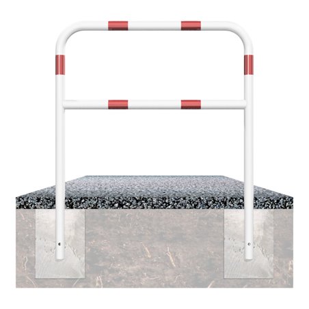 Schake Abweisebügel aus Stahlrohr Ø 48 x 2,5 mm Breite: 500 mm, Höhe: 1400 mm + Querholm, beschichtet, zum Einbetonieren