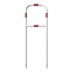 Schake Abweisebügel aus Stahlrohr Ø 48 x 2,5 mm Breite: 500 mm, Höhe: 1400 mm + Querholm, beschichtet, zum Einbetonieren