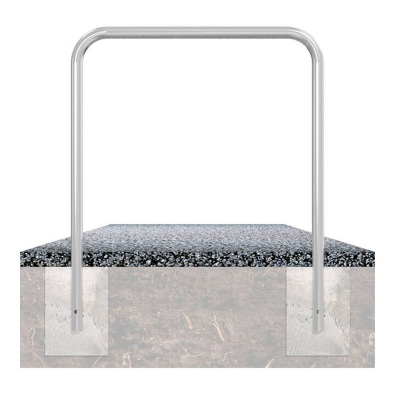 Schake Abweisebügel aus Stahlrohr Ø 48 x 2,5 mm Breite: 1200 mm, Höhe: 1200 mm ohne Querholm, zum Einbetonieren