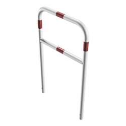 Schake Abweisebügel aus Stahlrohr Ø 48 x 2,5 mm Breite: 700 mm, Höhe: 1200 mm + Querholm, beschichtet, zum Einbetonieren