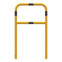 Schake Abweisebügel aus Stahlrohr Ø48mm Breite: 700mm, Höhe: 1200 mm + Querholm, beschichtet, gelb / schwarz