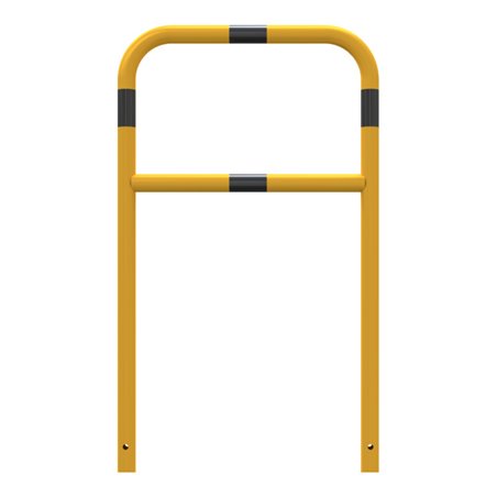 Schake Abweisebügel aus Stahlrohr Ø48mm Breite: 700mm, Höhe: 1200 mm + Querholm, beschichtet, gelb / schwarz