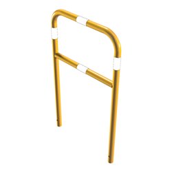 Schake Abweisebügel aus Stahlrohr Ø48mm Breite: 700mm, Höhe: 1200 mm + Querholm, beschichtet, gelb / schwarz