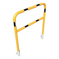 Schake Abweisebügel Ø48mm Breite: 1000mm, Höhe: 1200 mm + Querholm, für Wandmontage, beschichtet, gelb / schwarz, inkl. 2 Bodenh