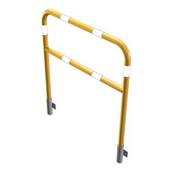 Schake Abweisebügel Ø48mm Breite: 1000mm, Höhe: 1200 mm + Querholm, für Wandmontage, beschichtet, gelb / schwarz, inkl. 2 Bodenh