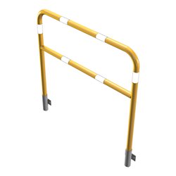 Schake Abweisebügel Ø48mm Breite: 1200mm, Höhe: 1200 mm + Querholm, für Wandmontage, beschichtet, gelb / schwarz, inkl. 2 Bodenh