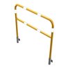 Schake Abweisebügel Ø48mm Breite: 1200mm, Höhe: 1200 mm + Querholm, für Wandmontage, beschichtet, gelb / schwarz, inkl. 2 Bodenh