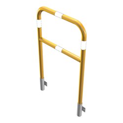 Schake Abweisebügel Ø48mm Breite: 700mm, Höhe: 1200 mm + Querholm, für Wandmontage, beschichtet, gelb / schwarz, inkl. 2 Bodenhü