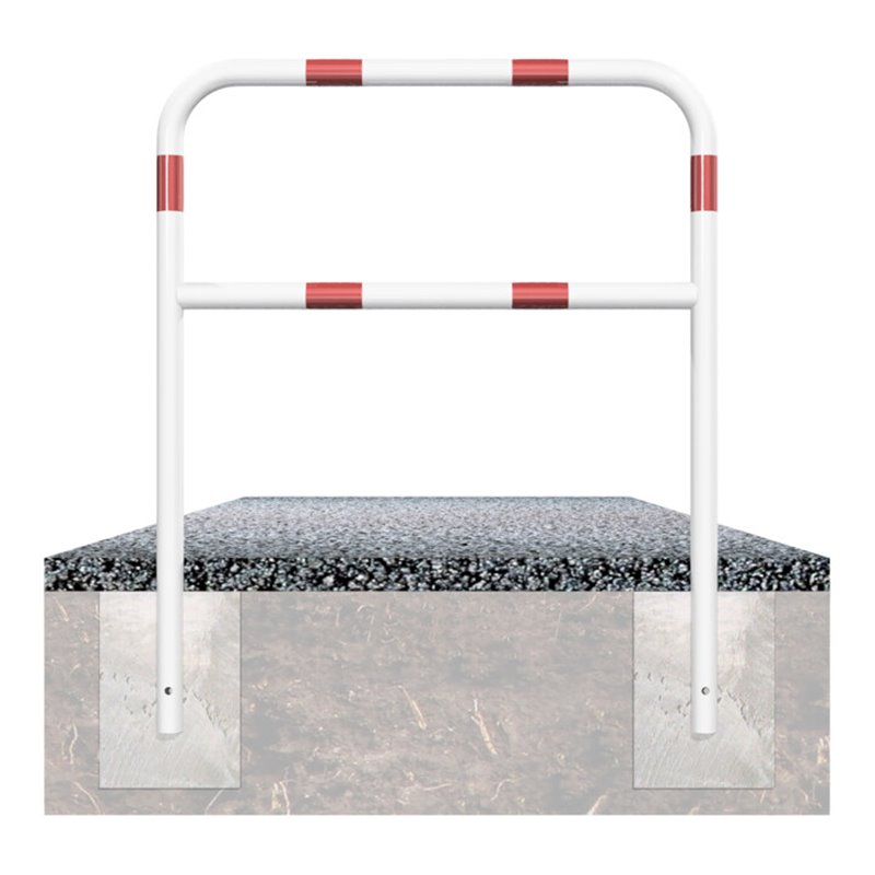 Schake Abweisebügel aus Stahlrohr Ø 48 x 2,5 mm Breite: 1000 mm, Höhe: 1200 mm + Querholm, beschichtet, zum Einbetonieren