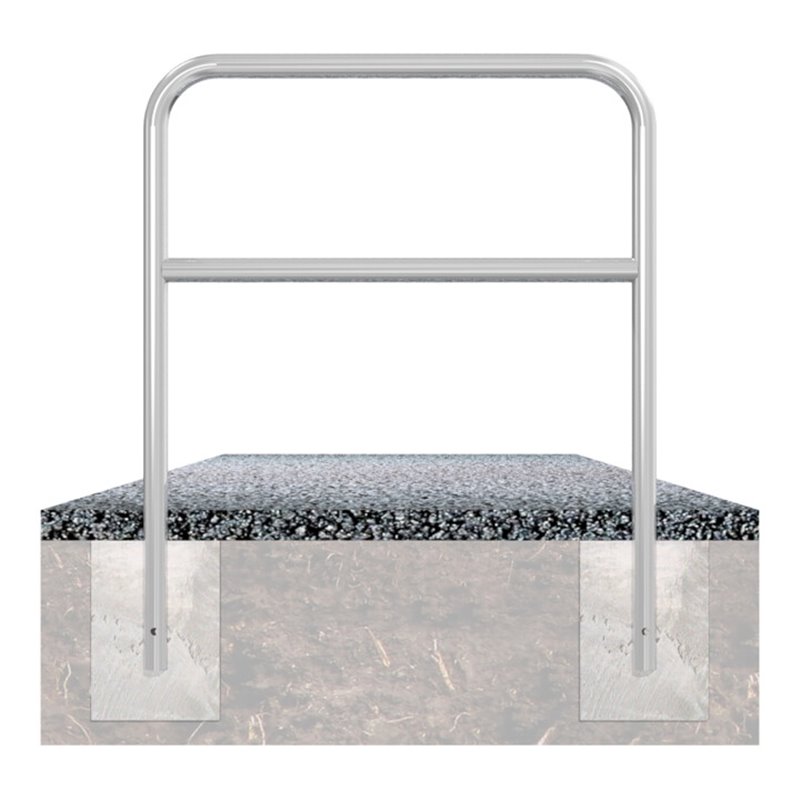 Schake Abweisebügel aus Stahlrohr Ø 48 x 2,5 mm Breite: 500 mm, Höhe: 1400 mm + Querholm, zum Einbetonieren