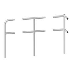 Schake Endpfosten gebogen für Schutzgeländer Ø48mm Breite: ca. 250mm, Höhe über Flur: 1000 mm + Querholm, zum Einbetonieren, feu