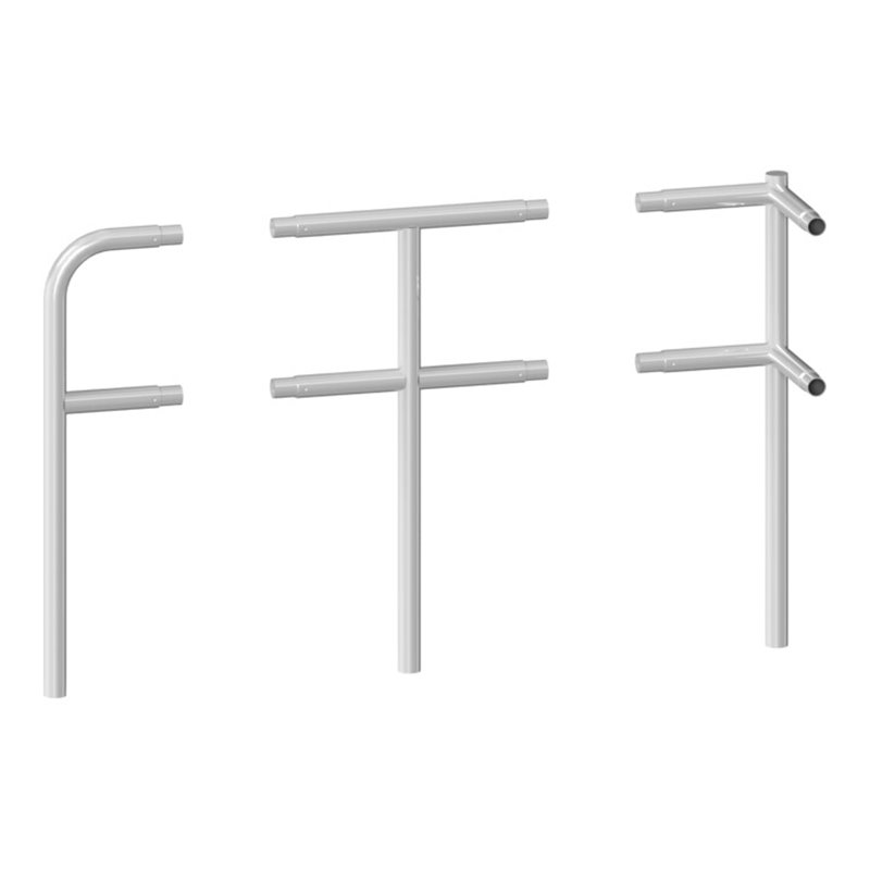 Schake Mittelpfosten für Schutzgeländer Ø48mm Breite: ca. 500mm, Höhe über Flur: 1000 mm + Querholm, zum Einbetonieren, feuerver