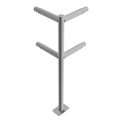 Schake Eckpfosten für Schutzgeländer Ø48mm Breite: ca. 500mm, Höhe: 1000 mm + Querholm + Bodenplatte zum Aufdübeln, feuerverzink