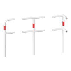 Schake Endpfosten gebogen für Schutzgeländer Ø48mm Breite: ca. 250mm, Höhe über Flur: 1000 mm + Querholm, zum Einbetonieren, wei