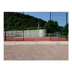 Schake Endpfosten gebogen für Schutzgeländer Ø48mm Breite: ca. 250mm, Höhe über Flur: 1000 mm + Querholm, zum Einbetonieren, wei