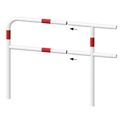 Schake Mittelpfosten für Schutzgeländer Ø48mm Breite: ca. 500mm, Höhe über Flur: 1000 mm + Querholm, zum Einbetonieren, weiß / r