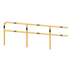 Schake Endpfosten gebogen für Schutzgeländer Ø48mm Breite: ca. 250mm, Höhe: 1000 mm + Querholm + Bodenplatten zum Aufdübeln, bes