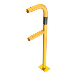 Schake Endpfosten gebogen für Schutzgeländer Ø48mm Breite: ca. 250mm, Höhe: 1000 mm + Querholm + Bodenplatten zum Aufdübeln, bes