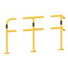 Schake Eckpfosten für Schutzgeländer Ø48mm Breite: ca. 500mm, Höhe: 1000 mm + Querholm + Bodenplatte zum Aufdübeln, gelb / schwa