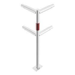 Schake Eckpfosten für Schutzgeländer Ø48mm Breite: ca. 500mm, Höhe: 1000 mm + Querholm + Bodenplatte zum Aufdübeln, weiß / rot