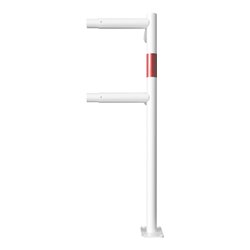 Schake Eckpfosten für Schutzgeländer Ø48mm Breite: ca. 500mm, Höhe: 1000 mm + Querholm + Bodenplatte zum Aufdübeln, weiß / rot